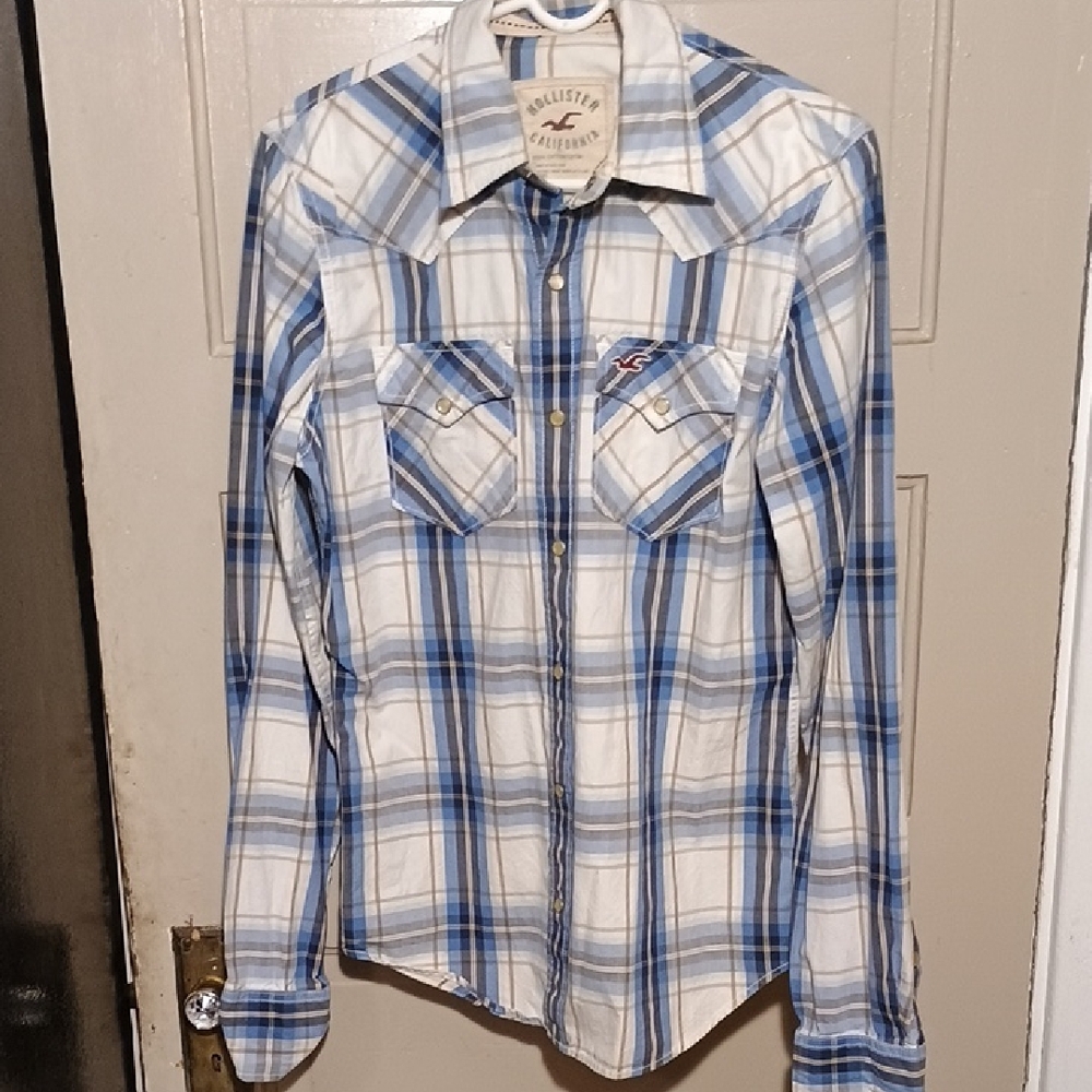 Hollister Blue Plaid Button-Up Shirt